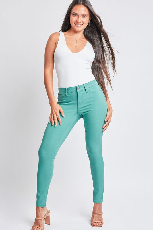 YMI Jeanswear  Hyperstretch Mid-Rise Skinny Pants-Sea Green