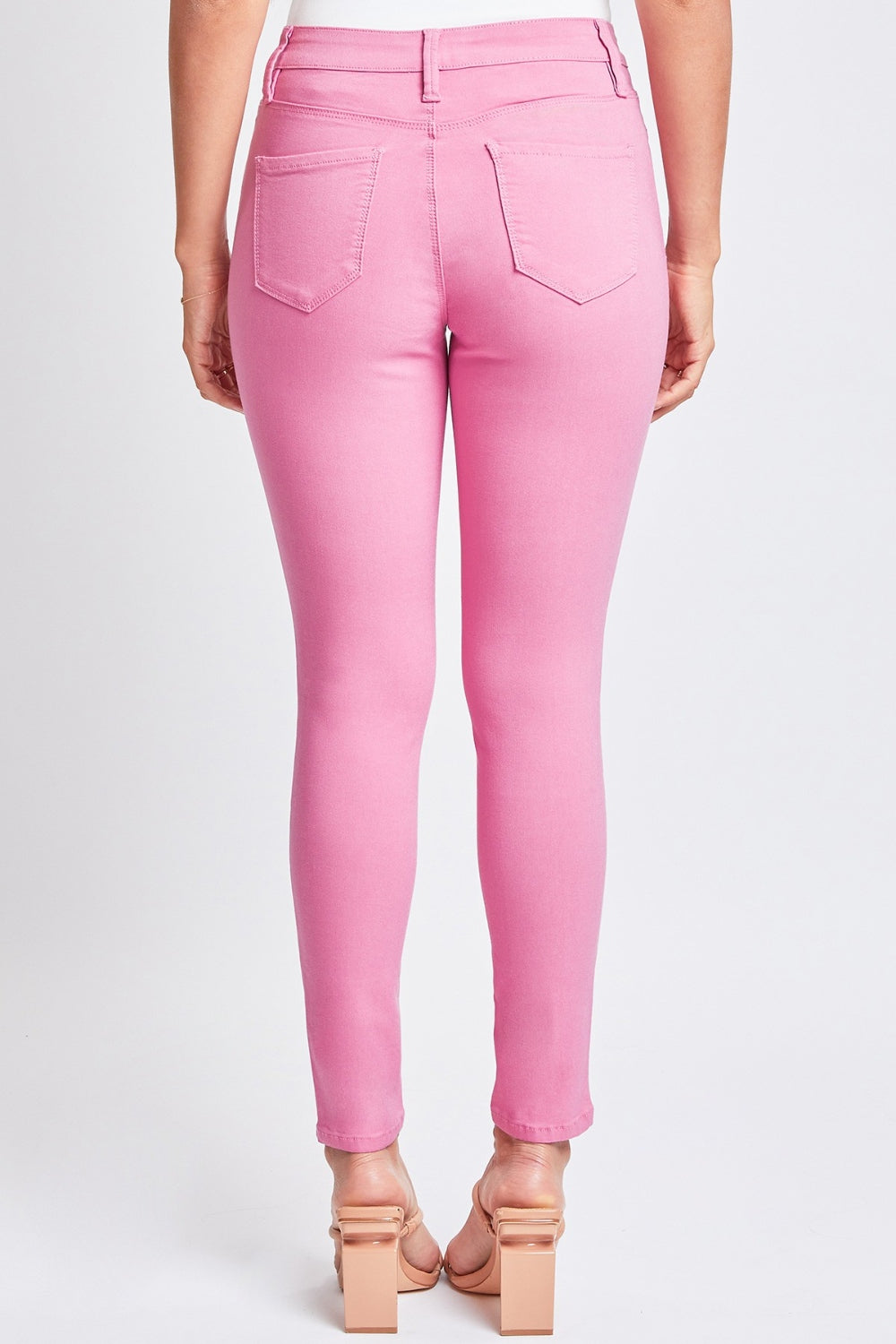 YMI Jeanswear Hyperstretch Mid-Rise Skinny Pants-Flamingo