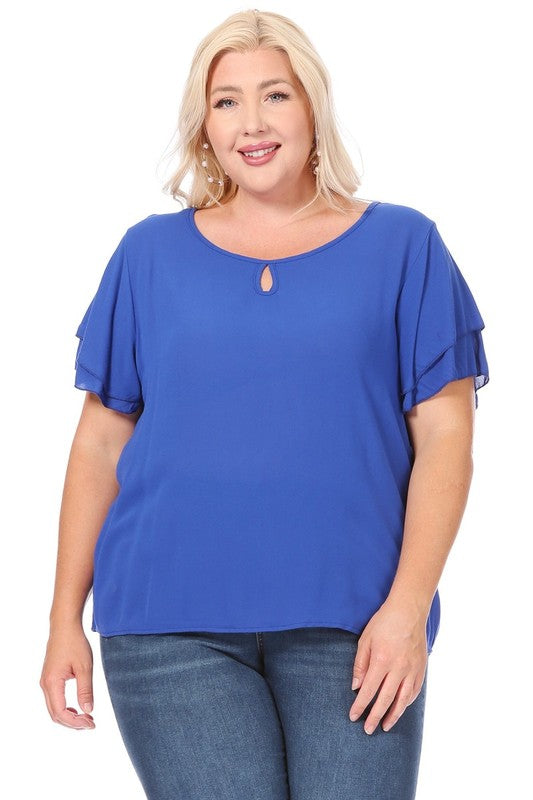 Plus Size Flutter Sleeve Top in 10 Colors