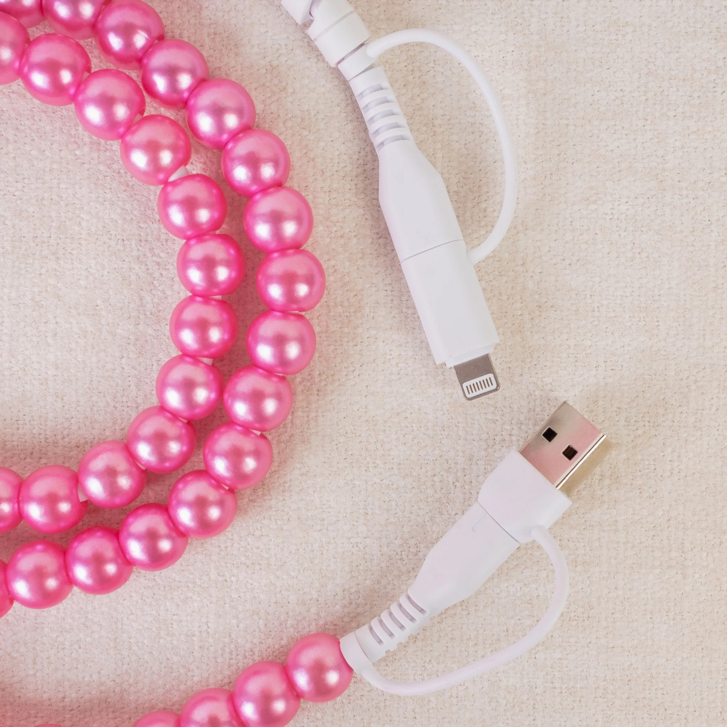 4-in-1 Beaded Charging Cable-Pink