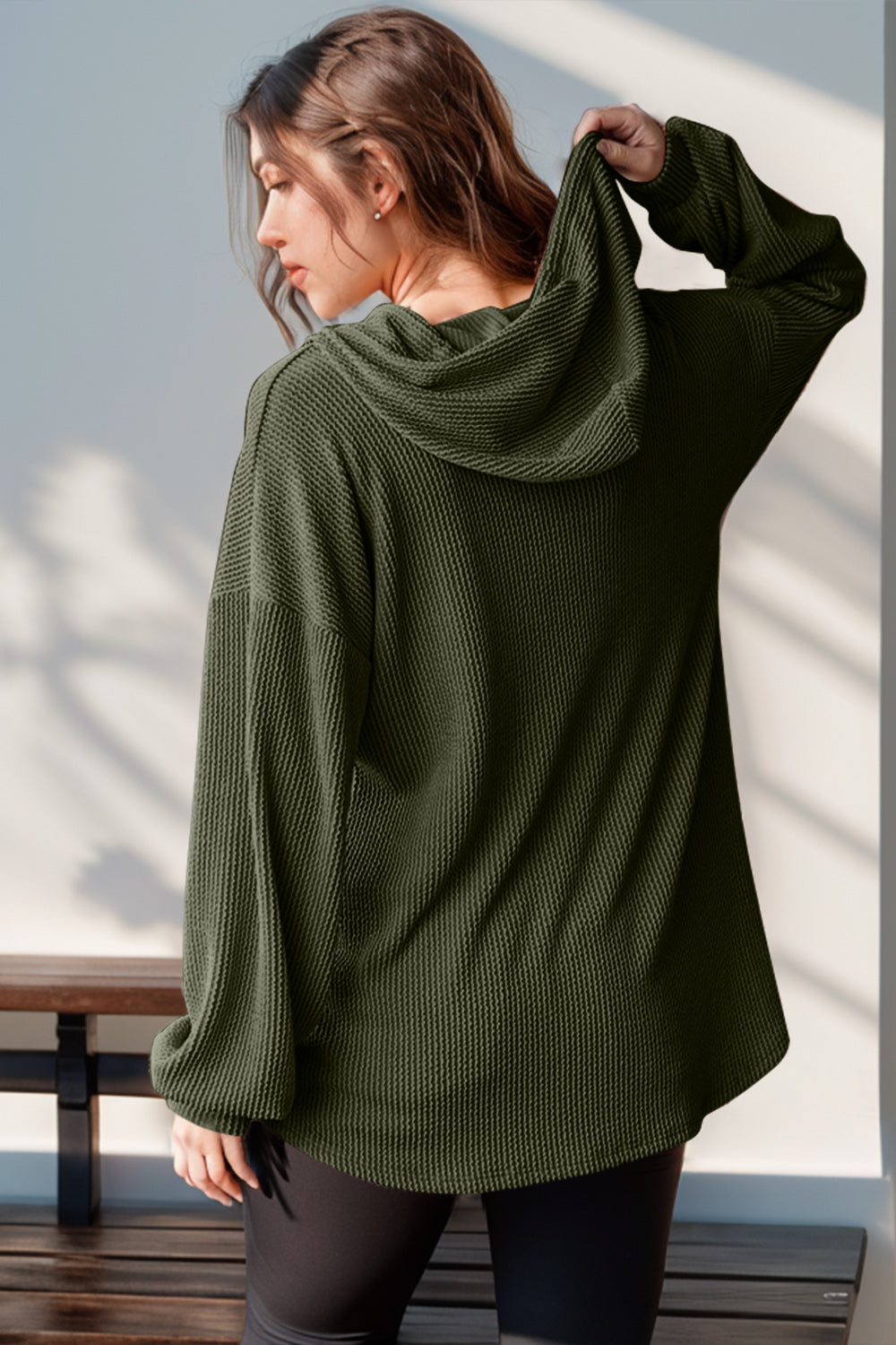 Cozy Ridge Half Button Long Sleeve Hoodie in 3 Colors