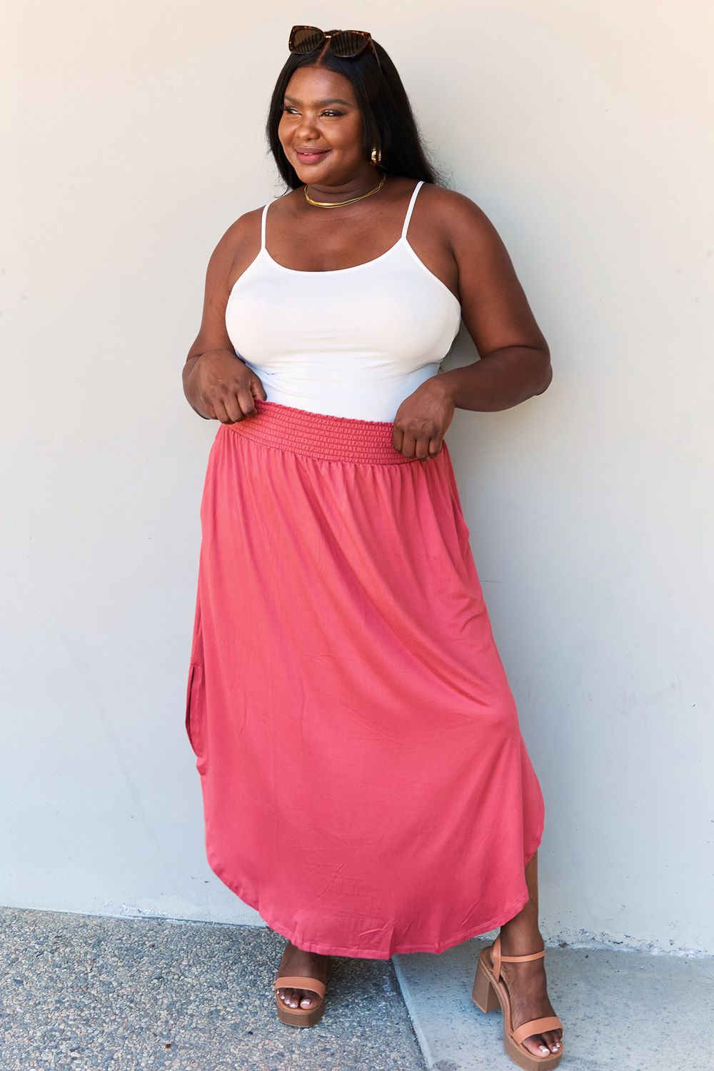 Comfort Princess  High Waist  Maxi Skirt in Hot Pink