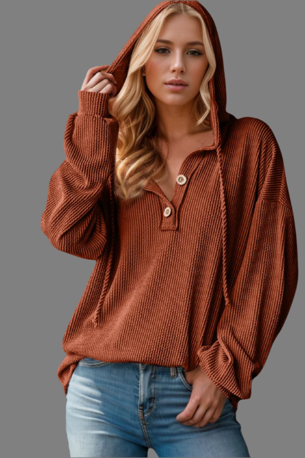 Cozy Ridge Half Button Long Sleeve Hoodie in 3 Colors