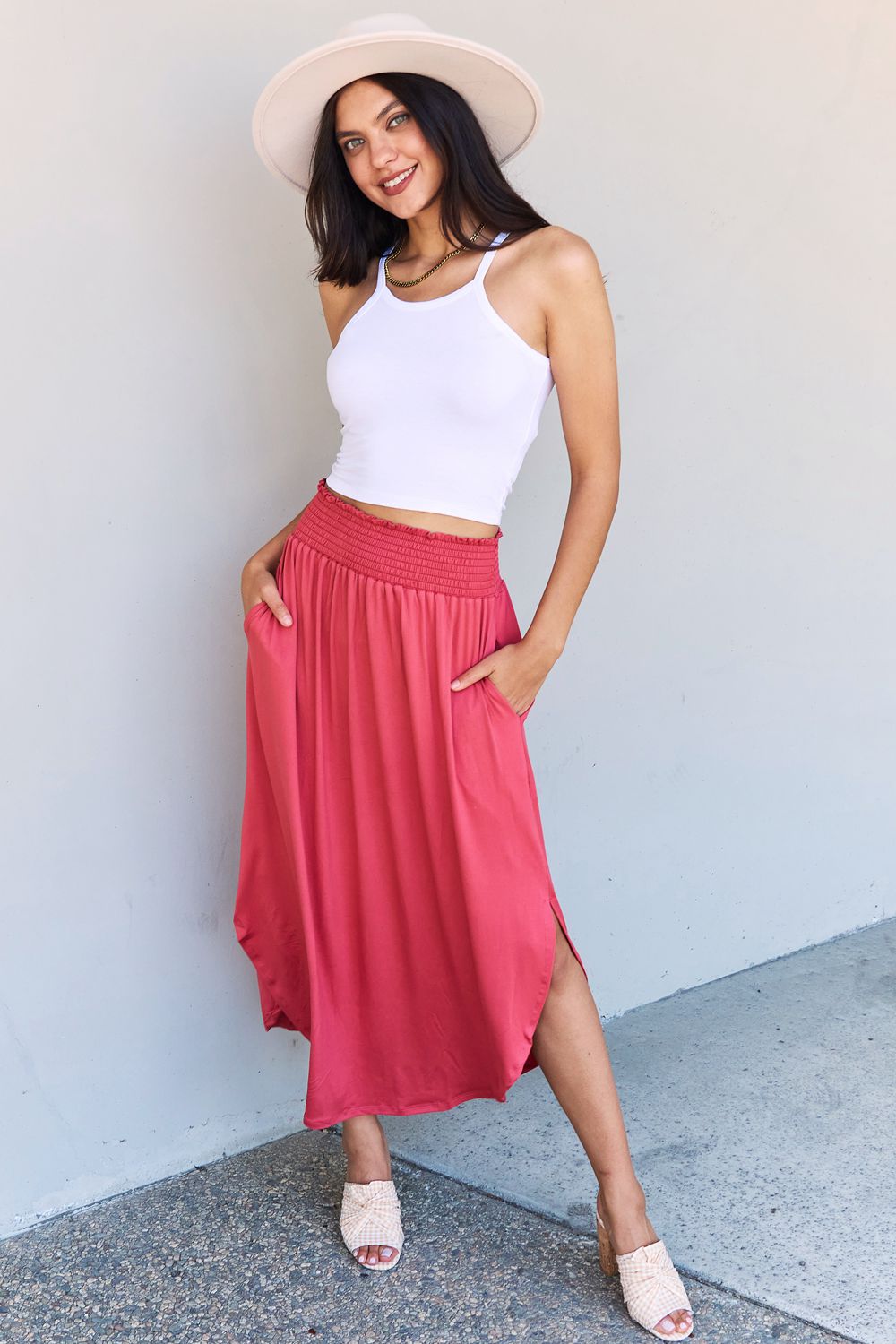 Comfort Princess  High Waist  Maxi Skirt in Hot Pink