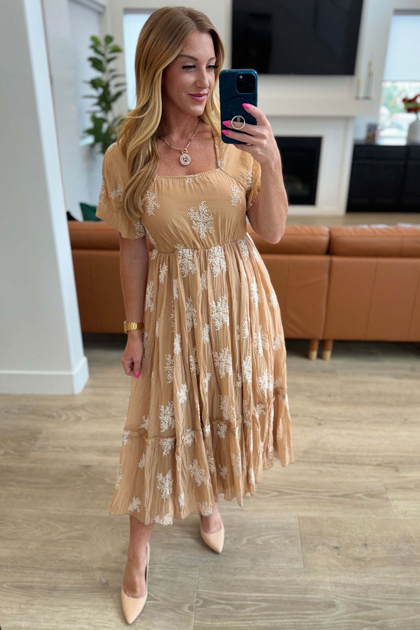 Trusting My Intuition Balloon Sleeve Dress in Camel