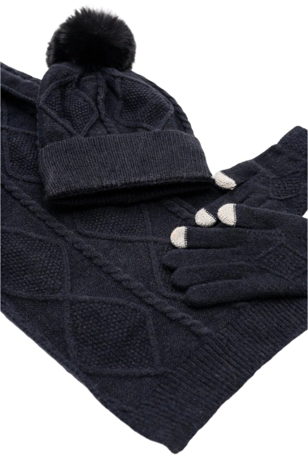 Jane Frost Beanie, Glove, and Scarf Set In Black