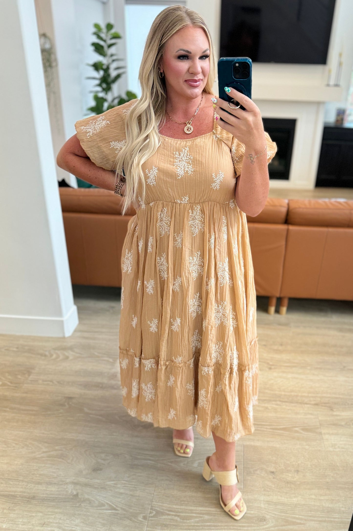 Trusting My Intuition Balloon Sleeve Dress in Camel