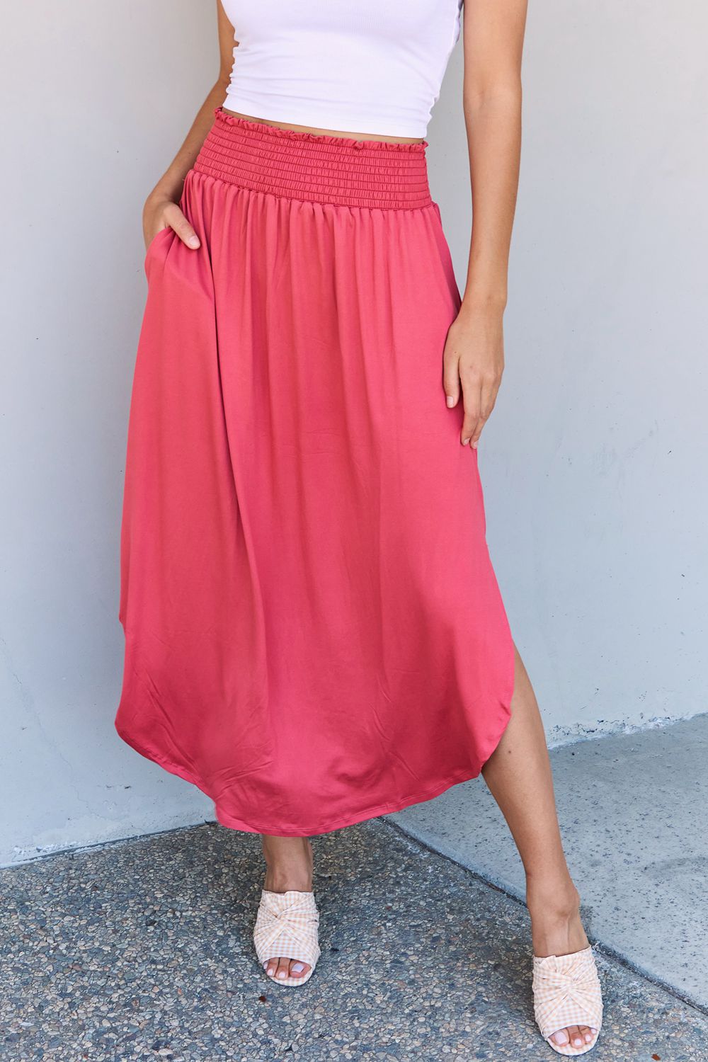 Comfort Princess  High Waist  Maxi Skirt in Hot Pink