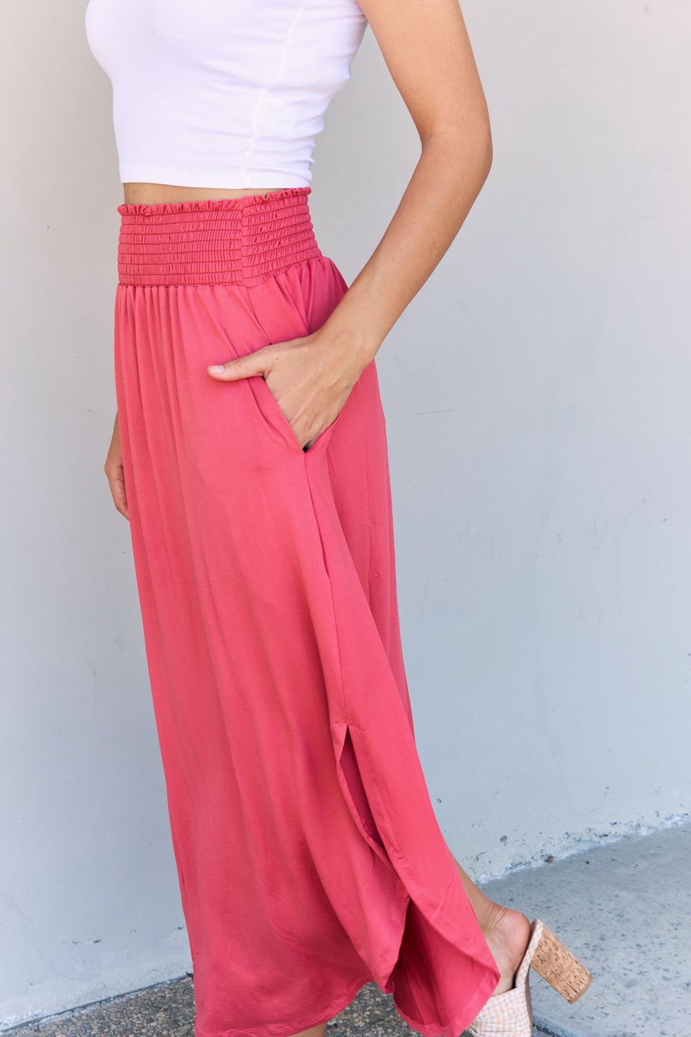 Comfort Princess  High Waist  Maxi Skirt in Hot Pink