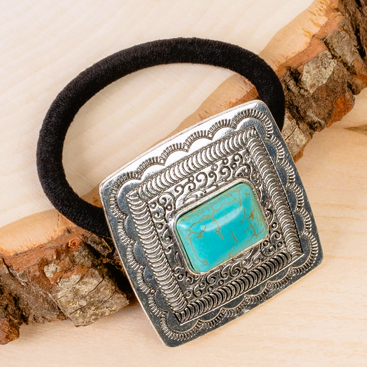 Squash Blossom Hair Tie - Turquoise