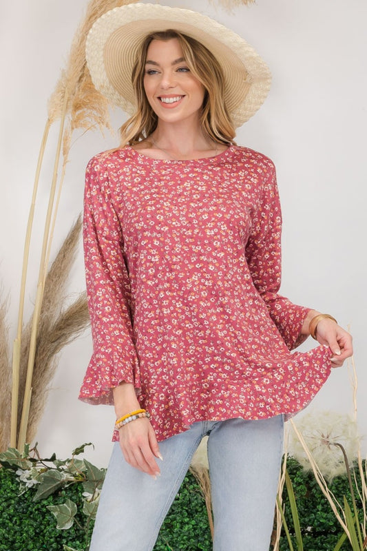 She's Not Wrong Floral Ruffle Detail Top