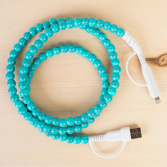 4-in-1 Beaded Charging Cable-Turquoise