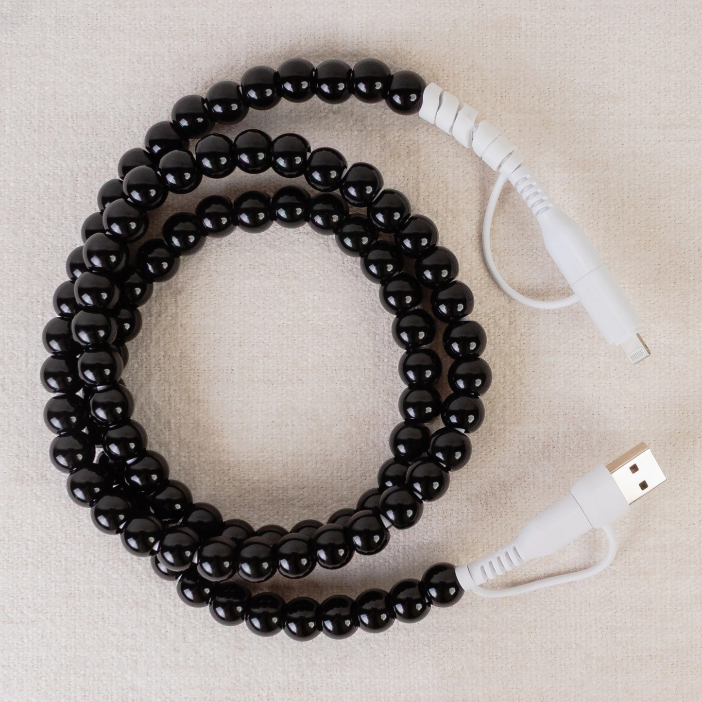 4-in-1 Beaded Charging Cable Black