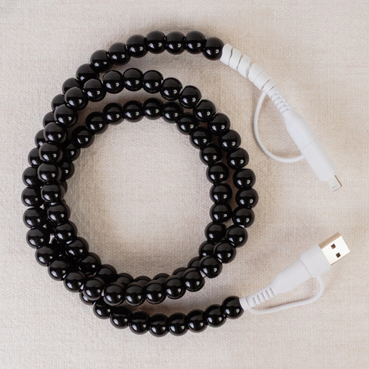4-in-1 Beaded Charging Cable Black