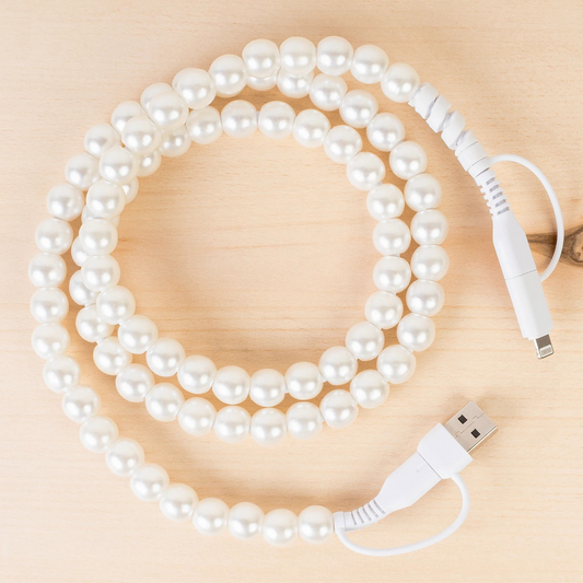 4-in-1 Beaded Charging Cord -Pearl