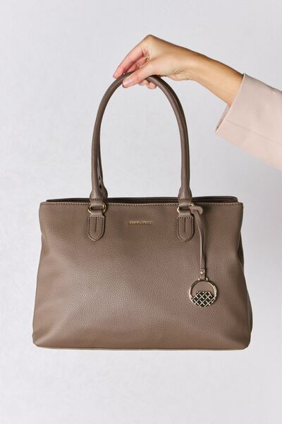 Structured Faux Leather Handbag in Black, Brown, or Taupe