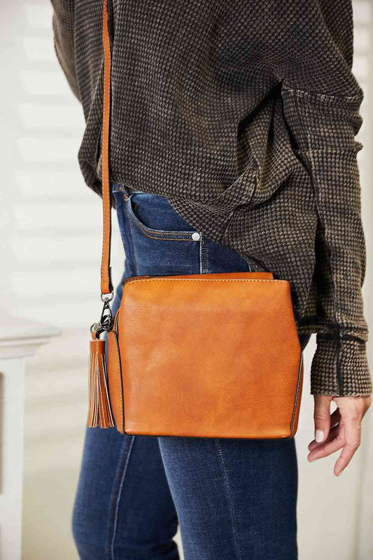 Taylor- Faux Leather Crossbody Bag with Tassel