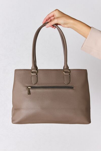 Structured Faux Leather Handbag in Black, Brown, or Taupe