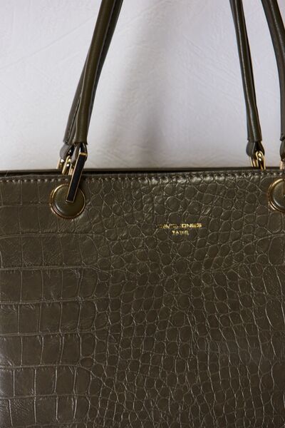 Textured Faux Leather Medium Handbag 4 Colors