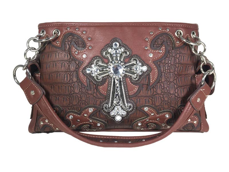 Grace-Conceal Carry Purse - Cross - Brown - L