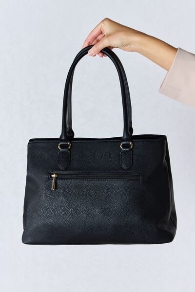 Structured Faux Leather Handbag in Black, Brown, or Taupe